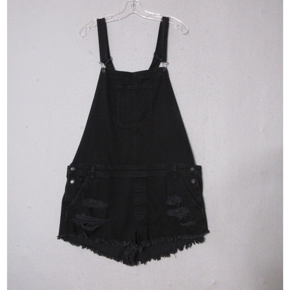 American Eagle Outfitters Pants - American Eagle Shortalls Faded Black Distressed Boho Festival